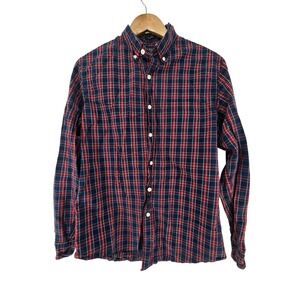 J.Crew Classic Plaid Shirt Medium Blue Red White Cotton Button Down Prep